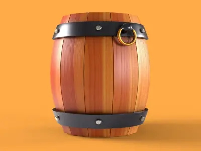 STYLIZED WOODEN BARREL Free 3D model