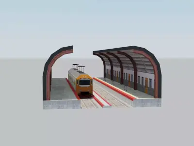 Train Station Free low-poly 3D model