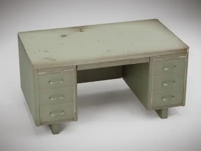 Old Metal Desk Free 3D model