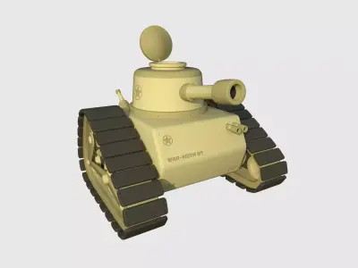 War Tank Cartoon A02 Desert - Military Vehicle Low-poly 3D model