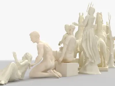 Parthenon West Pediment Statues 3D model