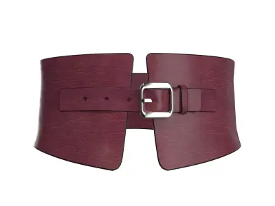 Burgundy Wide Buckle Belt 3D model