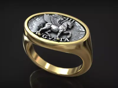 Roman Legion Avgusta Pegasus Winged Horse Antique Ring 3D print model