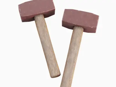 Industrial Wooden Hammer 06 Low-poly 3D model