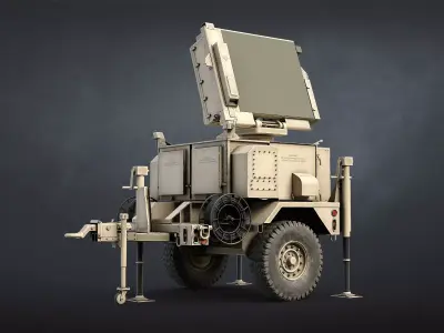 AN MPQ-64 Sentinel Radar Game Ready Low-poly 3D model