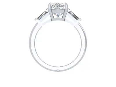 3 -stone cushion ring 3D print model