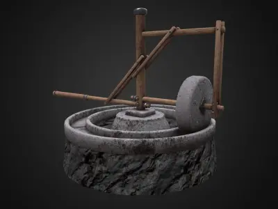 Medieval Mill Low-poly 3D model