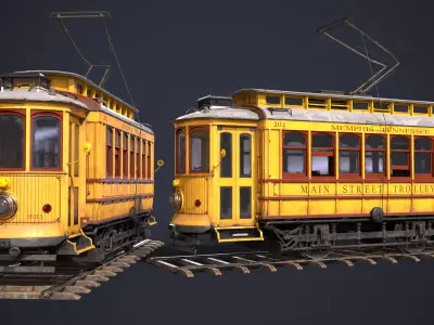 Old Tram Memphis Low-poly 3D model