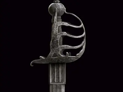 Antique Silver Sword 3D model