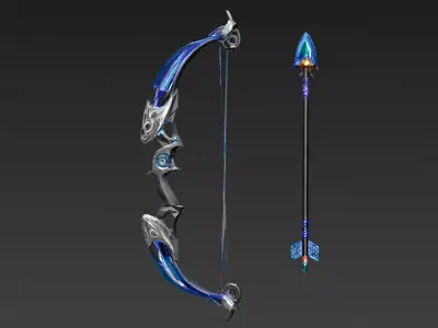 Cartoon Cyber Bow and Arrow PBR 3D Model Low-poly 3D model