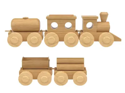 Wooden toy train 12 3D model
