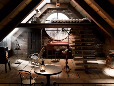 Vintage Attic Retreat Low-poly 3D model