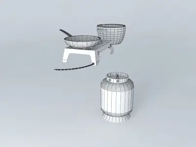 propane tank and stove with pots Free 3D model