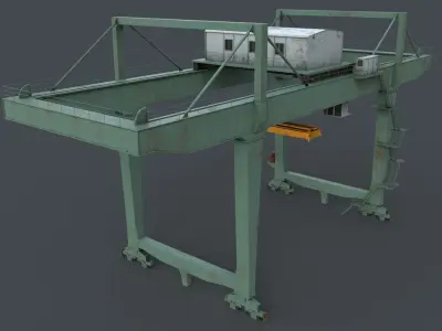 PBR Rail Mounted Gantry Crane RMG V2 - Green Light Low-poly 3D model