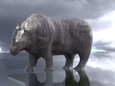 Rhino Statue ancient culture 3D model