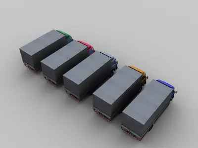 Cargo Truck With Interior Low-poly 3D model