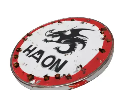 Distressed Dragon Target Shield Low-poly 3D model