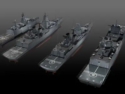 Modern German Navy warships 3D Model Pack