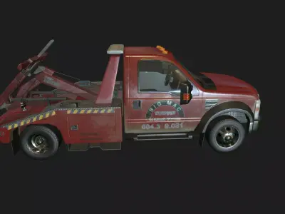 Red Tow Truck Low-poly 3D model
