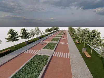 public park-Private Park Landscape 3D model 7