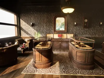 Cigar Store Pub Environment  - Modular Pack - UE5 Low-poly 3D model