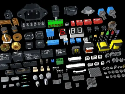 Electronic Components for circuit board 3D model