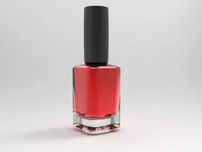 Glass Gel Nail Polish Bottle Held by a Manicured Hand - 3D Model 3D model