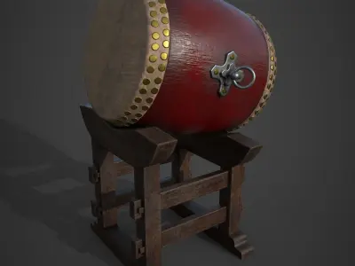 Japanese taiko drum  Low-poly 3D model