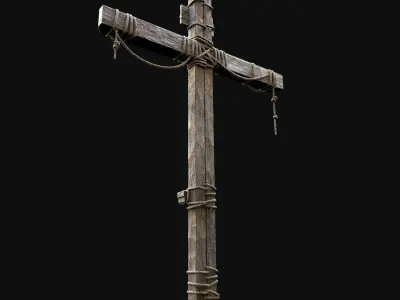 CROSS BIBLICAL JESUS CHRIST GOD SYMBOL WOODEN TORMENT DEVICE Low-poly 3D model