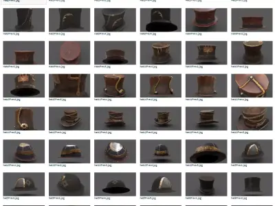 Pack  10  Steampunk hats Low-poly 3D model