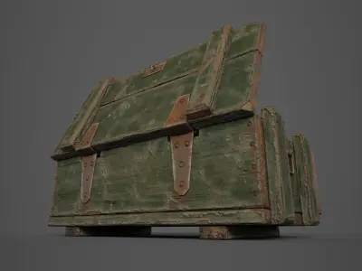Old military box Low-poly 3D model