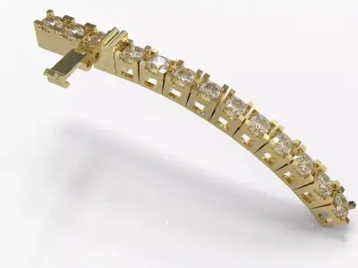Diamond Tennis Bracelet Link 2mm50  3mm and 3mm50 3D Model Pack