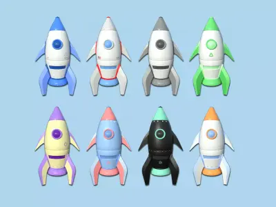 08 Cartoon Spaceship Collection - Spacecraft Vehicle SciFi 3D Model Pack purchase