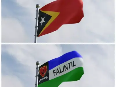 Animated East Timor Flags 3D model