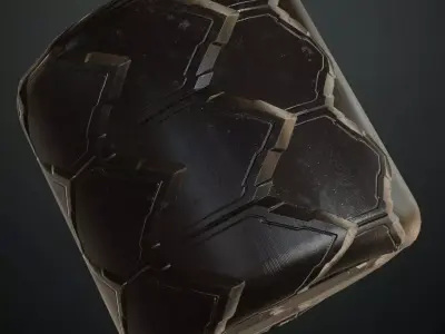 Sci-Fi Dark Metallic Hexagonal Armor Plates PBR Seamless Texture
