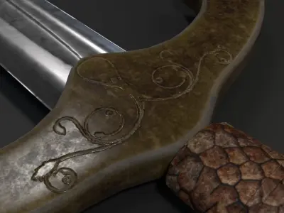 Old Rusted Dagger Low-poly 3D model