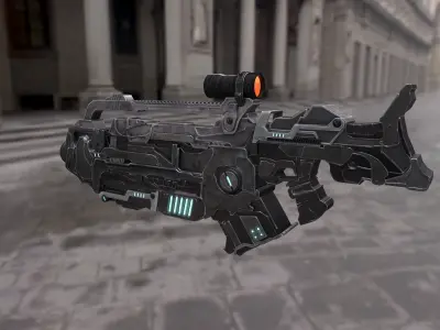 Machine Gun Concept Low-poly 3D model