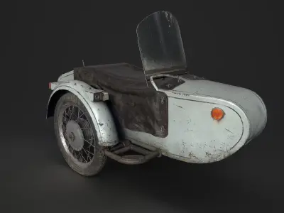Motorcycle Sidecar Dnepr Low-poly 3D model