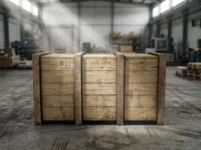 Large wooden box Low-poly 3D model