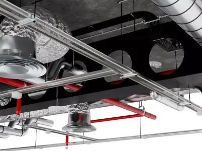 Industrial HVAC Ceiling System  Low-poly 3D model