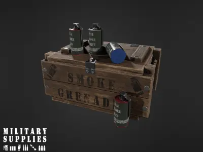 Military Supplies Pack - Smoke Grenade Boxes Low-poly 3D model