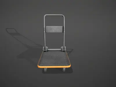 Folding Platform Truck - Trolley - Orange Accents Low-poly 3D model