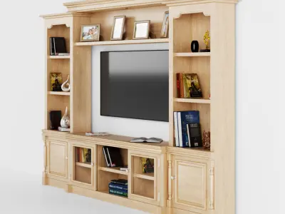 Virginia Antique White Entertainment Center 3D model