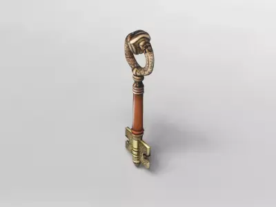 Antique Ornate Skeleton Key 3D Model 3D model