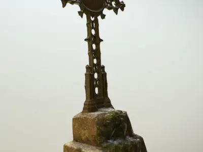 Scanned photorealistic old rusty iron cast cross Low-poly 3D model