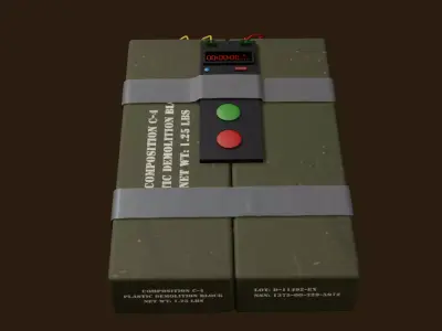 C4 Plastic Explosive Time Bomb - Game Ready Military Asset Free low-poly 3D model