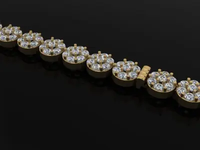 Diamond Tennis Necklace Cluster Link 2mm7 3D print model