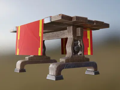 Stylized Warrior Table Low-poly 3D model