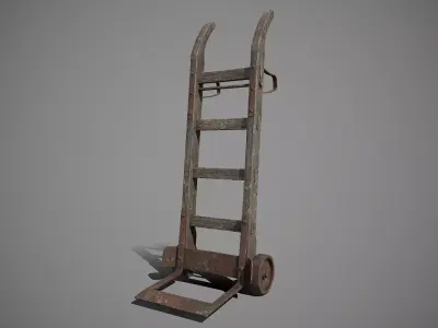 Old HandTruck  PBR low poly 3d model Low-poly 3D model