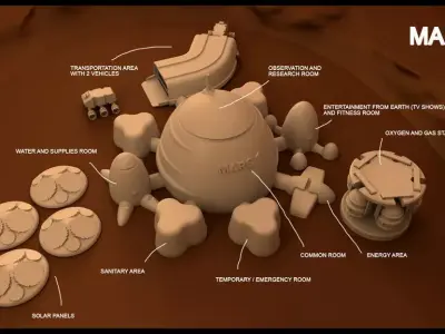 Mars base Inside Victoria Crater Free 3D print model